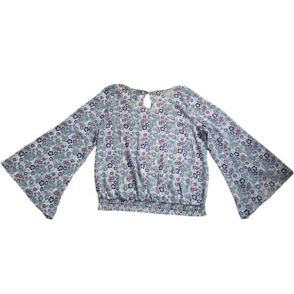 Torrid Floral Blouse Womens 1X 1 Flowy Slit Sleeve Sheer Peasant - Picture 9 of 12